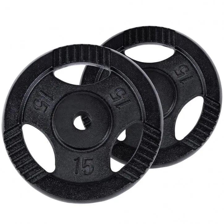 Disques fonte GORILLA SPORTS Gripper noir, poignées possible 2/7