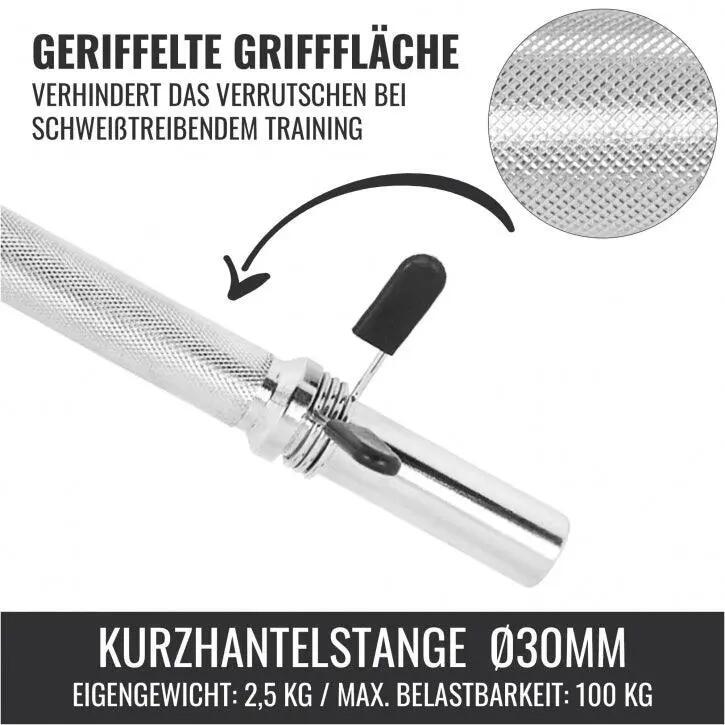 Barre d'haltère Gorilla Sports 35 cm acier chromé Ø30 mm 2,5 kg 9/13