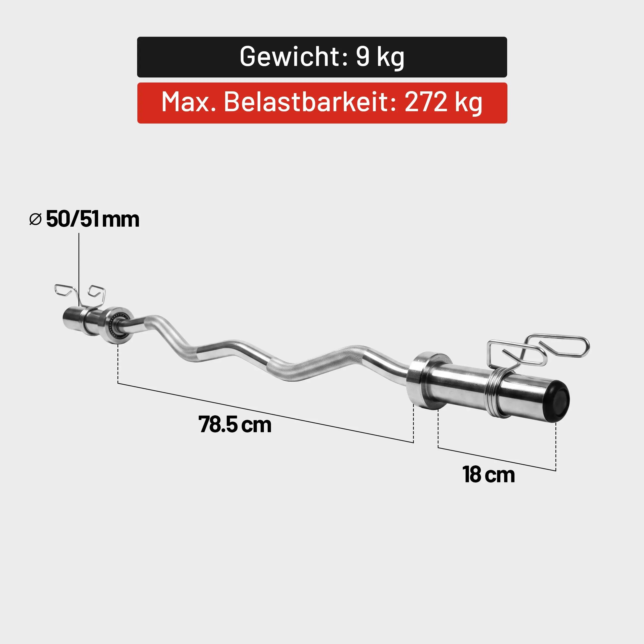 Olympische EZ Curl Stang Halter - 120 cm - 50 mm - Veersluiting 6/10