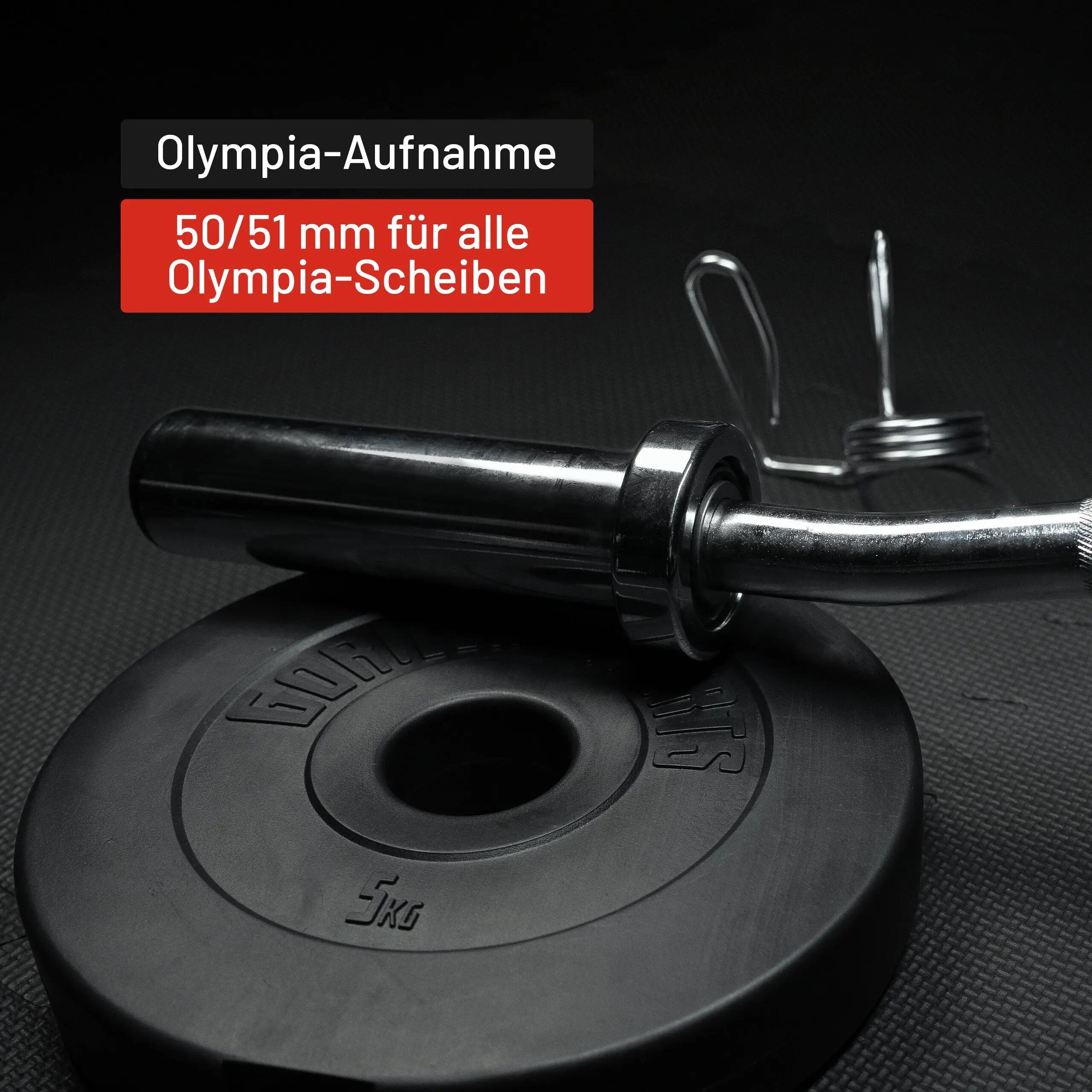 Olympische EZ Curl Stang Halter - 120 cm - 50 mm - Veersluiting 5/10
