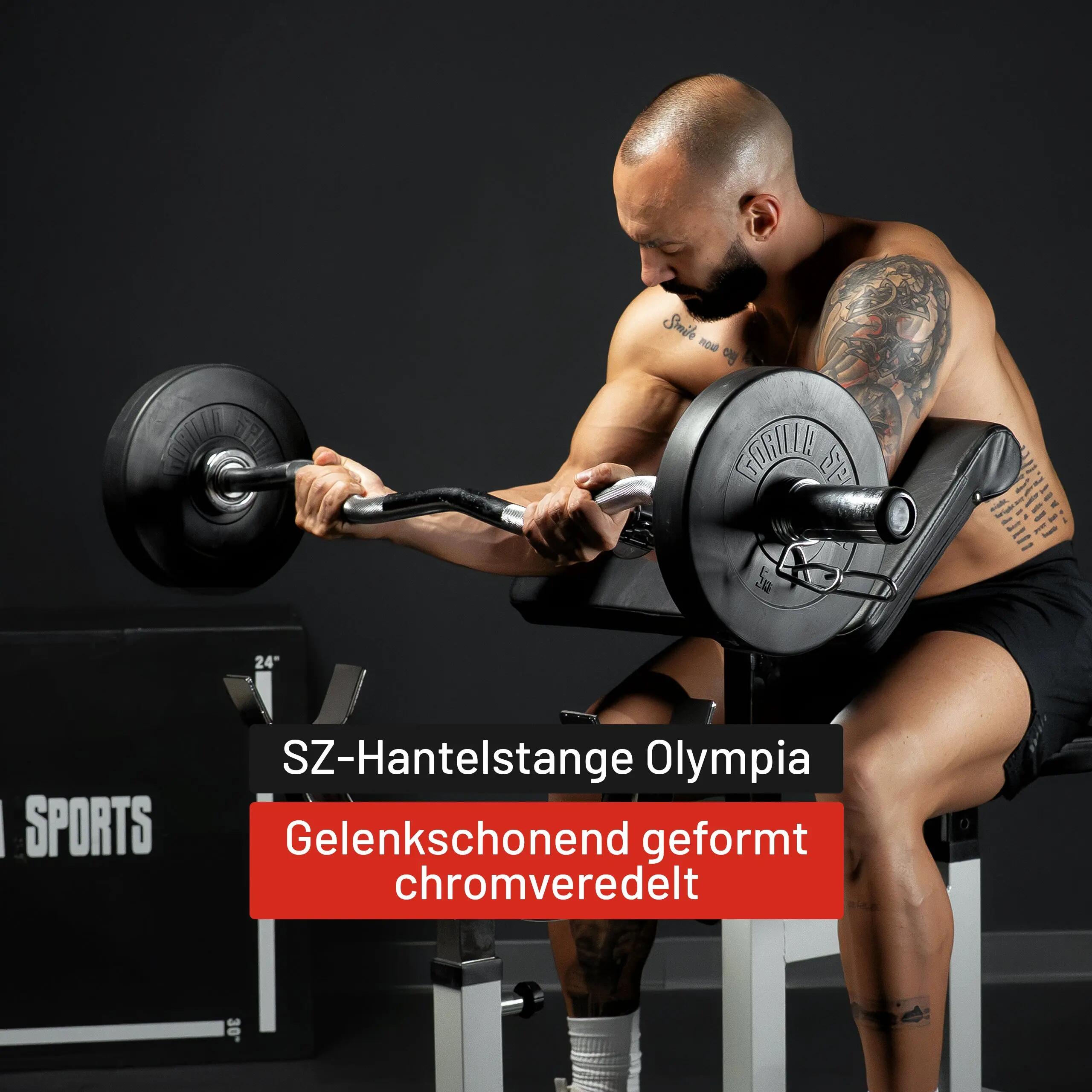 Olympische EZ Curl Stang Halter - 120 cm - 50 mm - Veersluiting 3/10