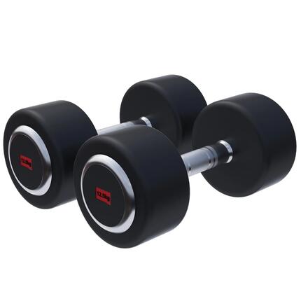 Haltère rond GORILLA SPORTS PRO 15 kg caoutchouc noir chromé