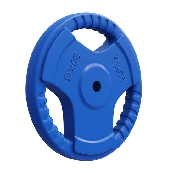 Disque caoutchouc GORILLA SPORTS 30/31 mm 1,25–25 kg avec poignées