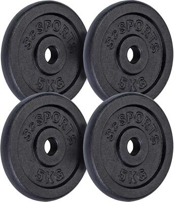 Scsports gewichten - halterschijven - set 20 kg - 4 x 5 kg - gietijzer - 30 mm