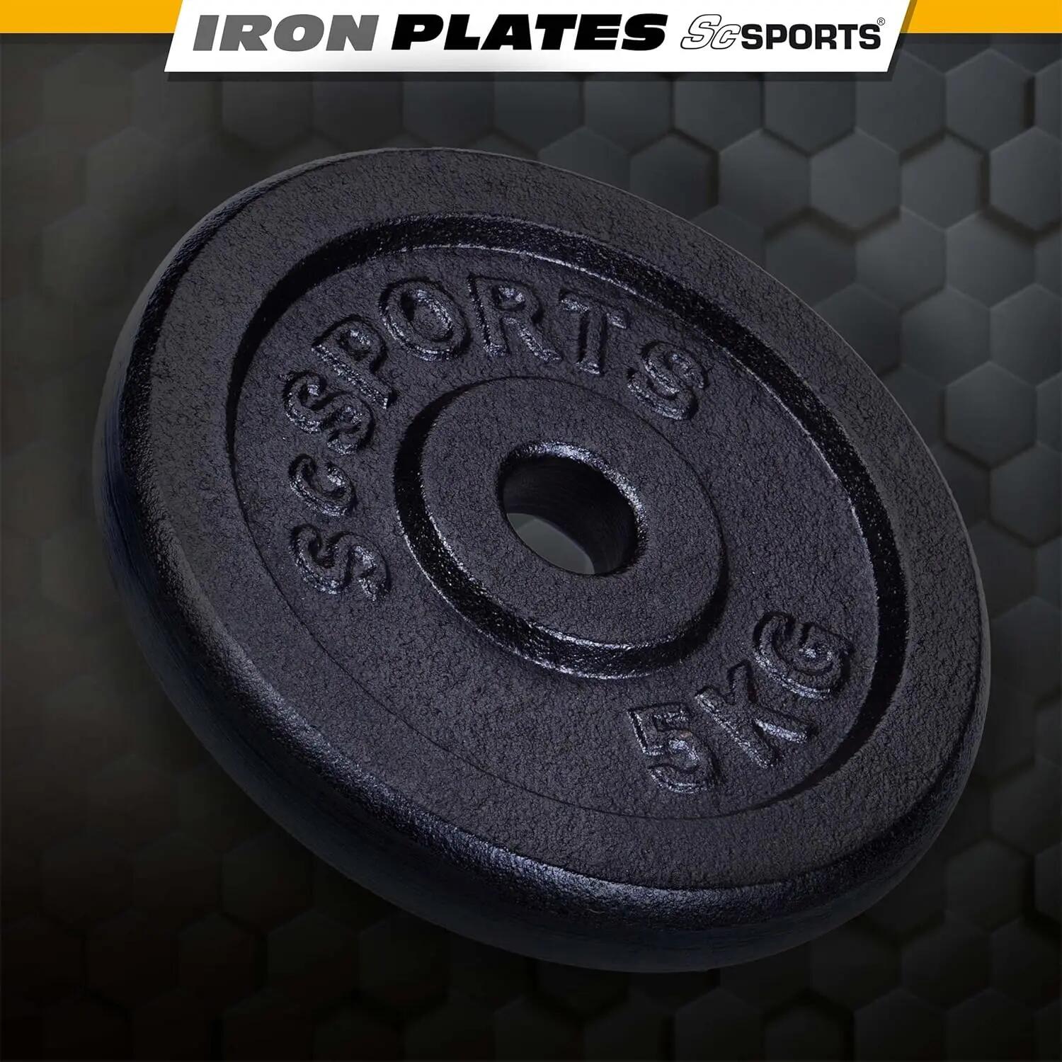 ScSports Gewichten - Halterschijven - Set 20 kg - 4 x 5 kg - Gietijzer - 30 mm 3/7