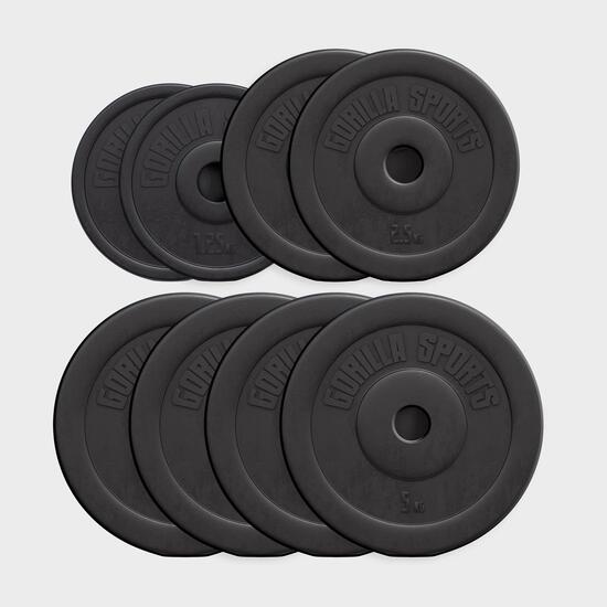 Zestaw obciążeń do treningu winylowych Gorilla Sports 30kg - 4x2,5kg, 4x5kg