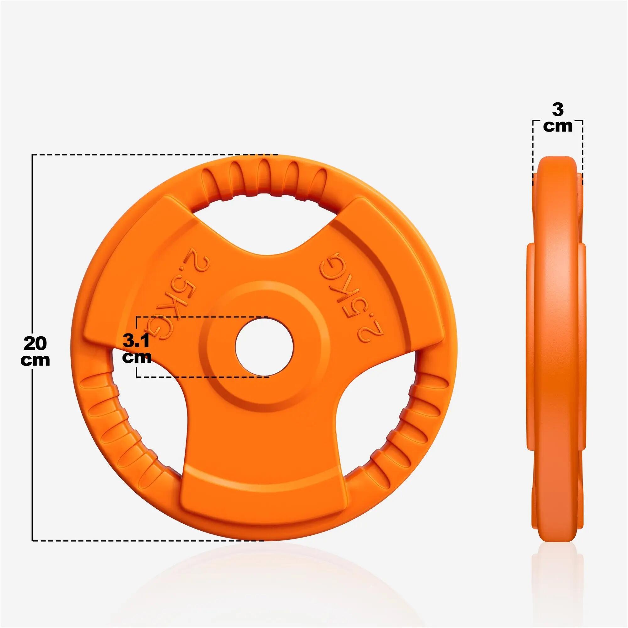 Silový - činkový - s ergonomickými rukojeťmi, gumový plášť - kotouč 3/8