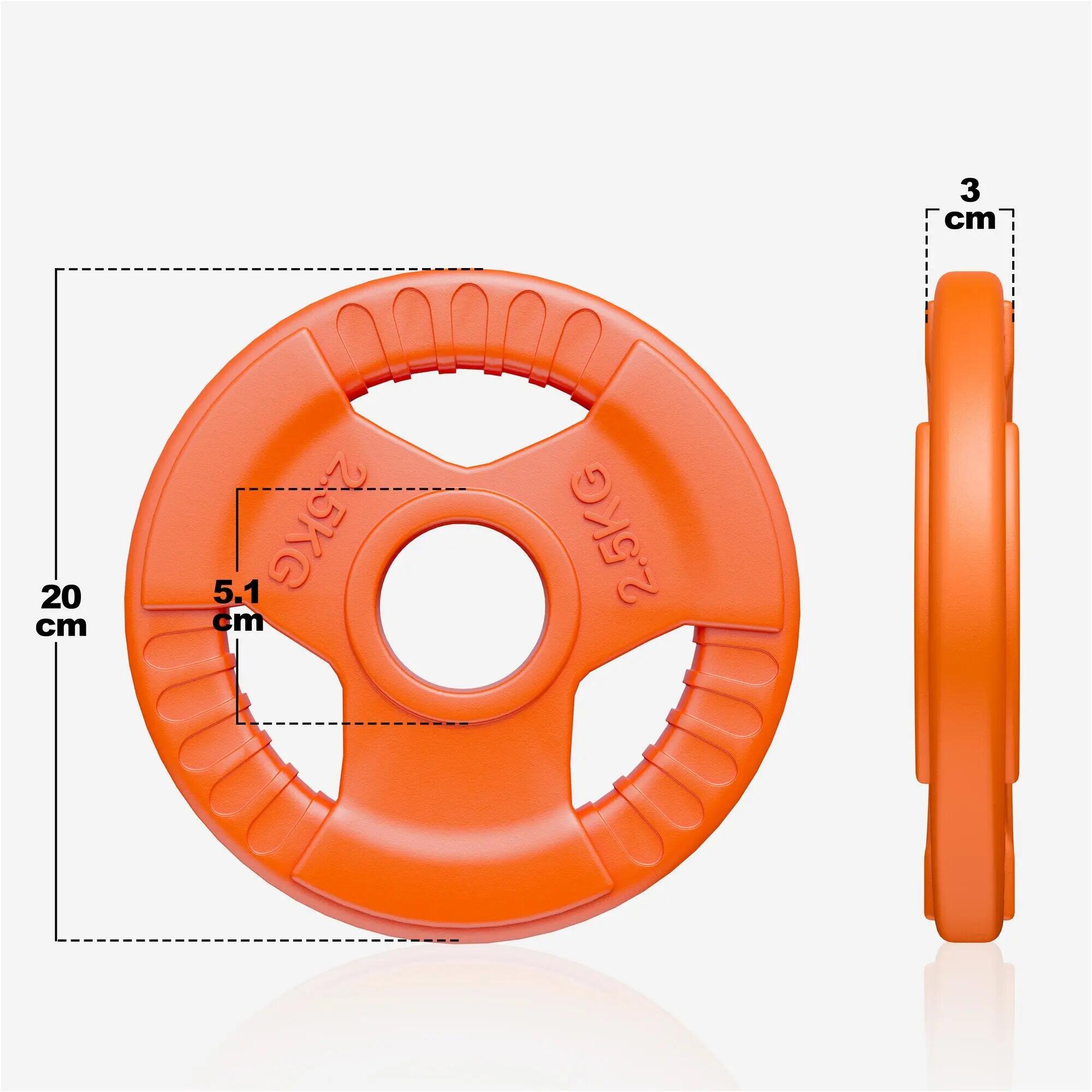Disco Olímpico Gorilla Sports Naranja Triple Agarre 3/10