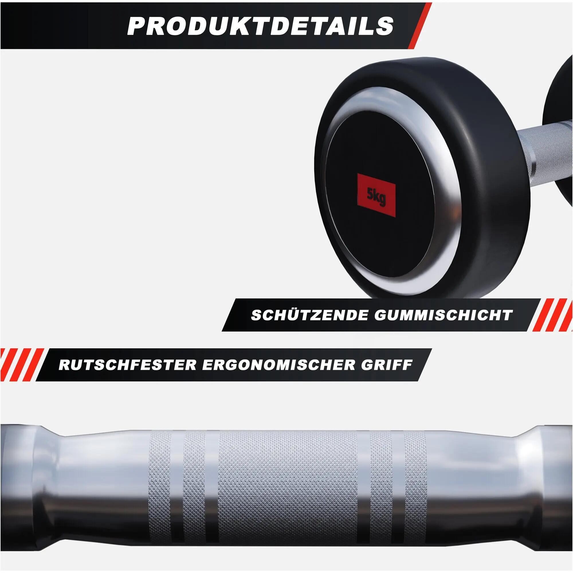 Haltère rond Gorilla Sports PRO 5 kg caoutchouc noir fonte 2/9