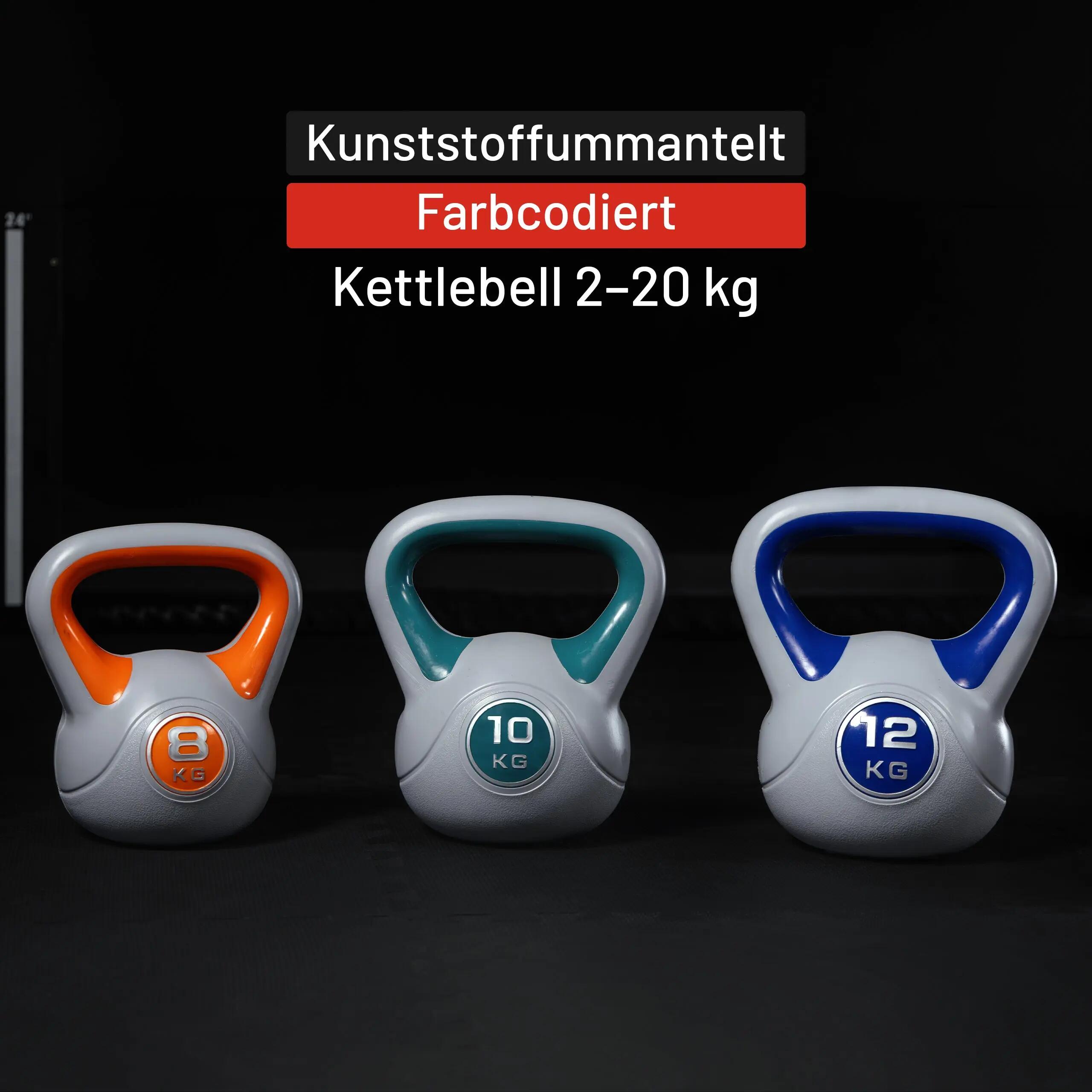 Kettlebell Gorilla Sports Stylish lot 2-20 kg synthétique avec rack 6/7