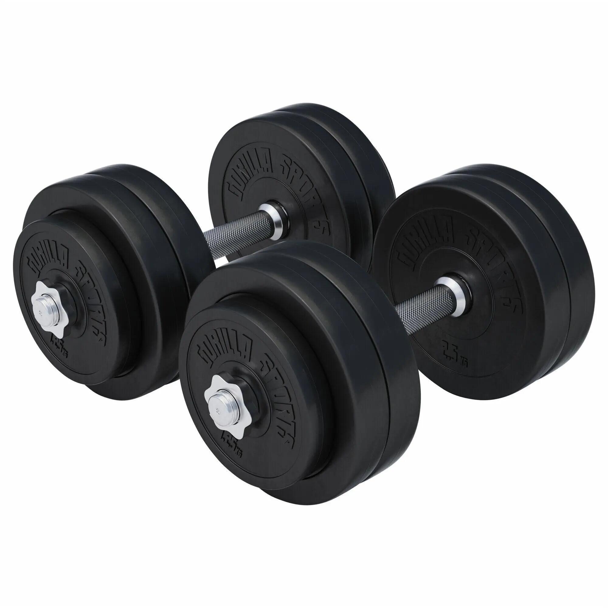 Haltères GORILLA SPORTS 30 mm set 2 barres 12 disques noir/argent 2/15