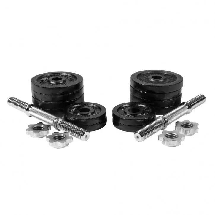 Haltères GORILLA SPORTS 30 kg fonte - 2 barres moletées, noir 8/13