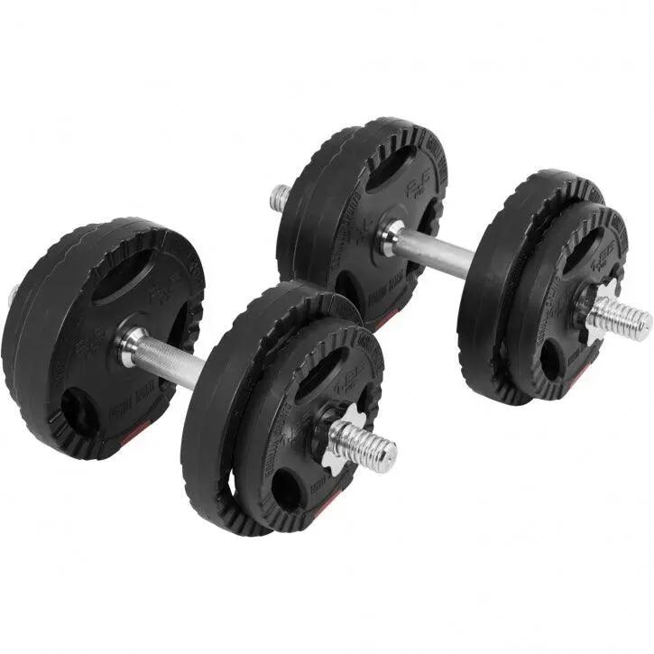 Haltères GORILLA SPORTS 20 kg plastique, barres 35 cm moletées 1/9