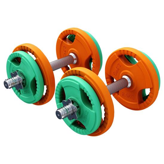 KIT HALTÈRES COURT 20KG REVETEMENT CAOUTCHOUC |MUSCULATION| 30MM/31MM