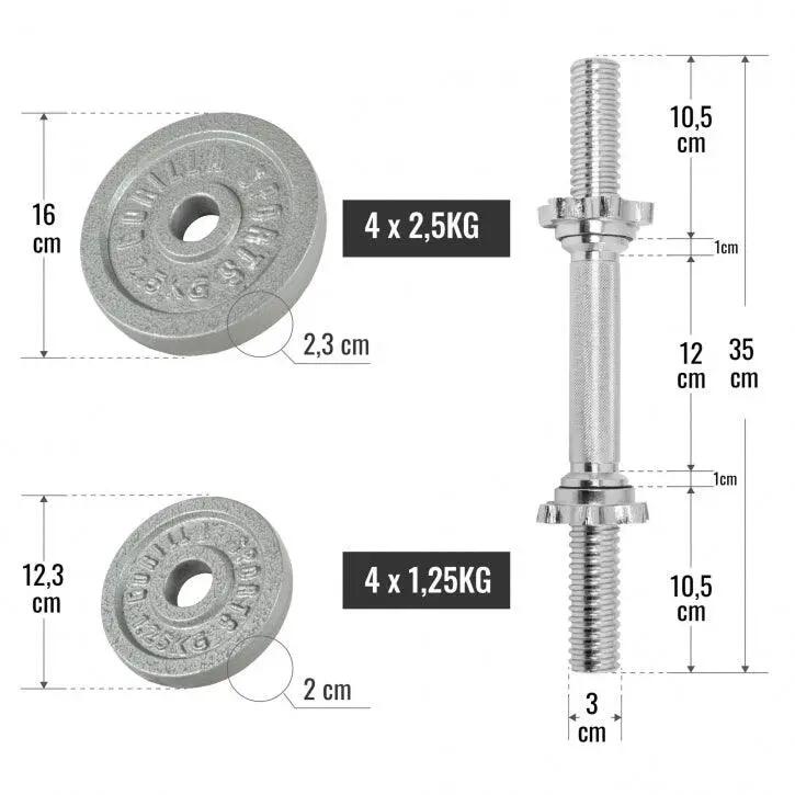 Dumbellset - Halterset - Gietijzer - 20 kg 5/7