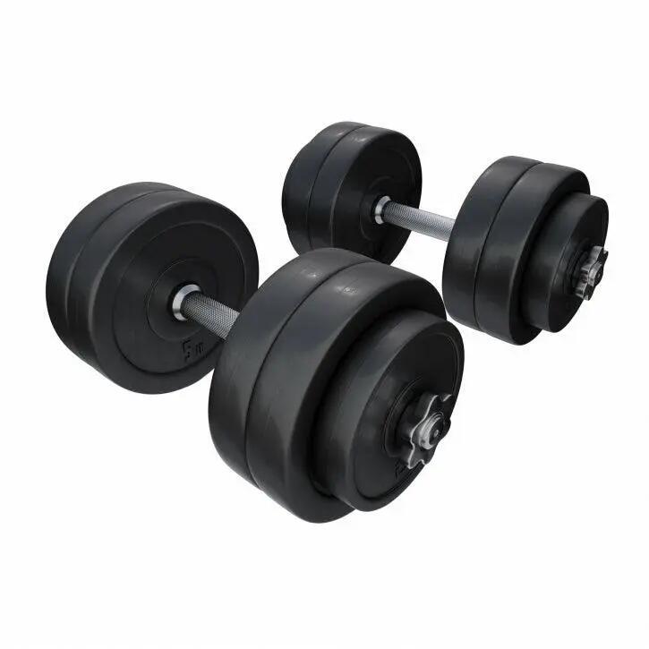 Haltères GORILLA SPORTS 30 mm set 2 barres 12 disques noir/argent 15/15