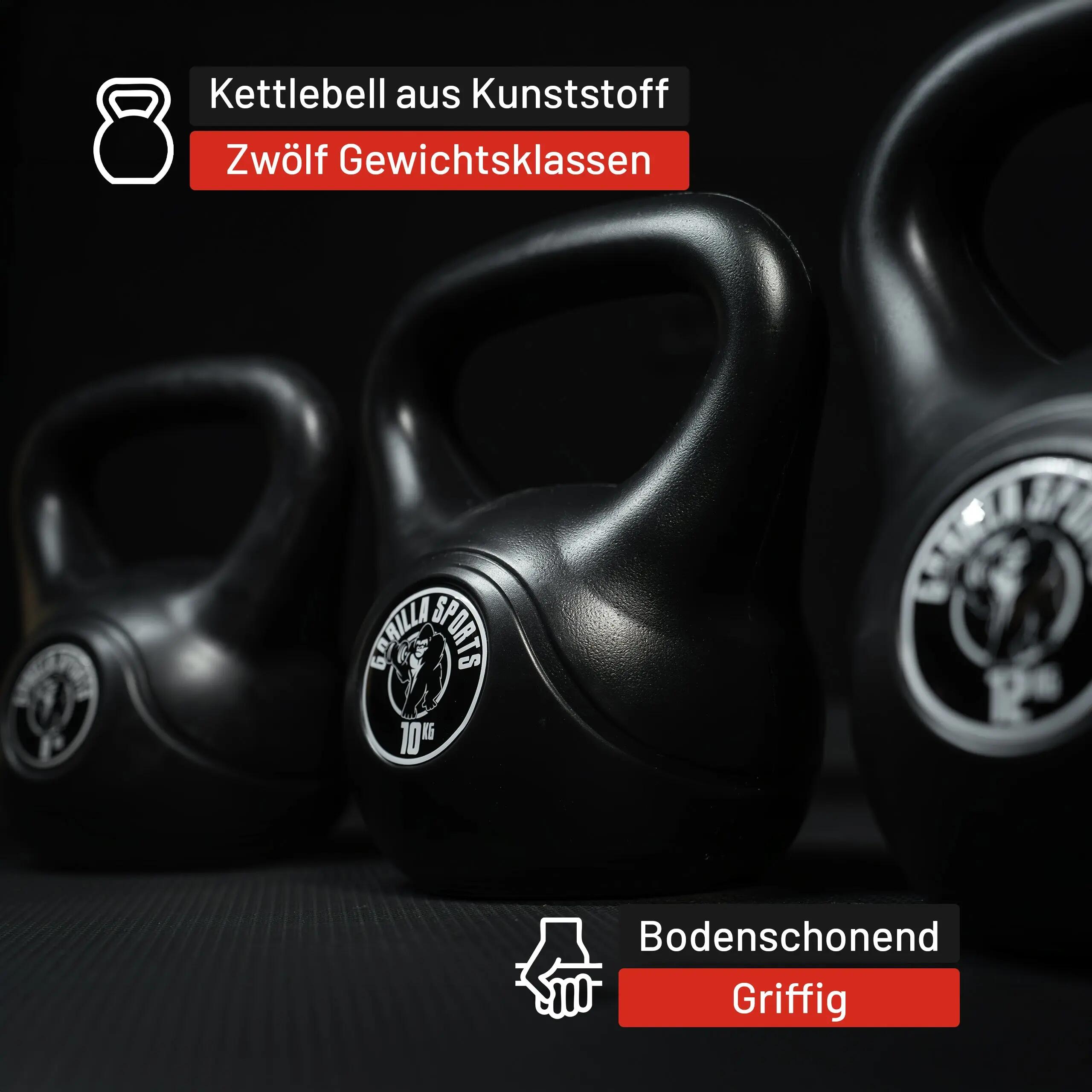 Kettlebell - Kunststoff Kugelhantel, 2 bis 20 kg, Schwunghantel, Kugelgewicht 4/7