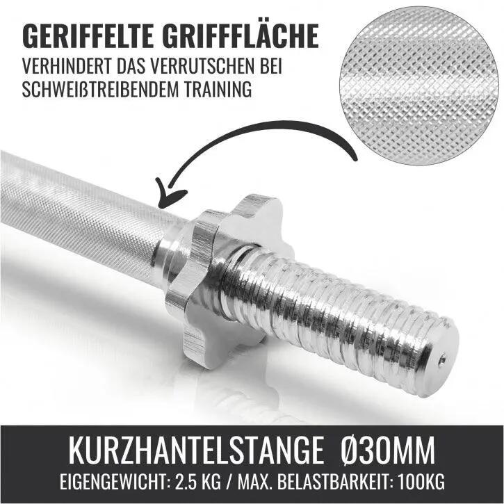 Haltères GORILLA SPORTS 20 kg plastique, barres 35 cm moletées 9/9