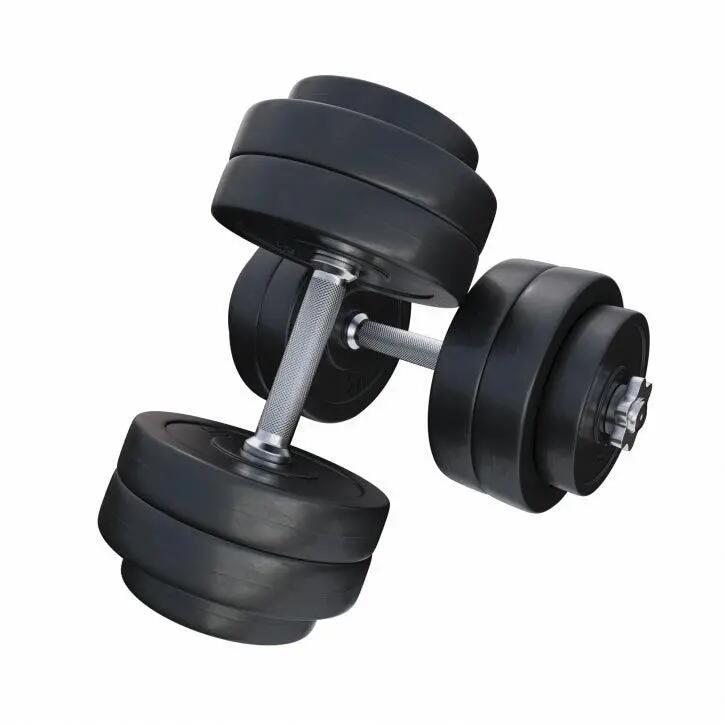 Haltères GORILLA SPORTS 30 mm set 2 barres 12 disques noir/argent 14/15