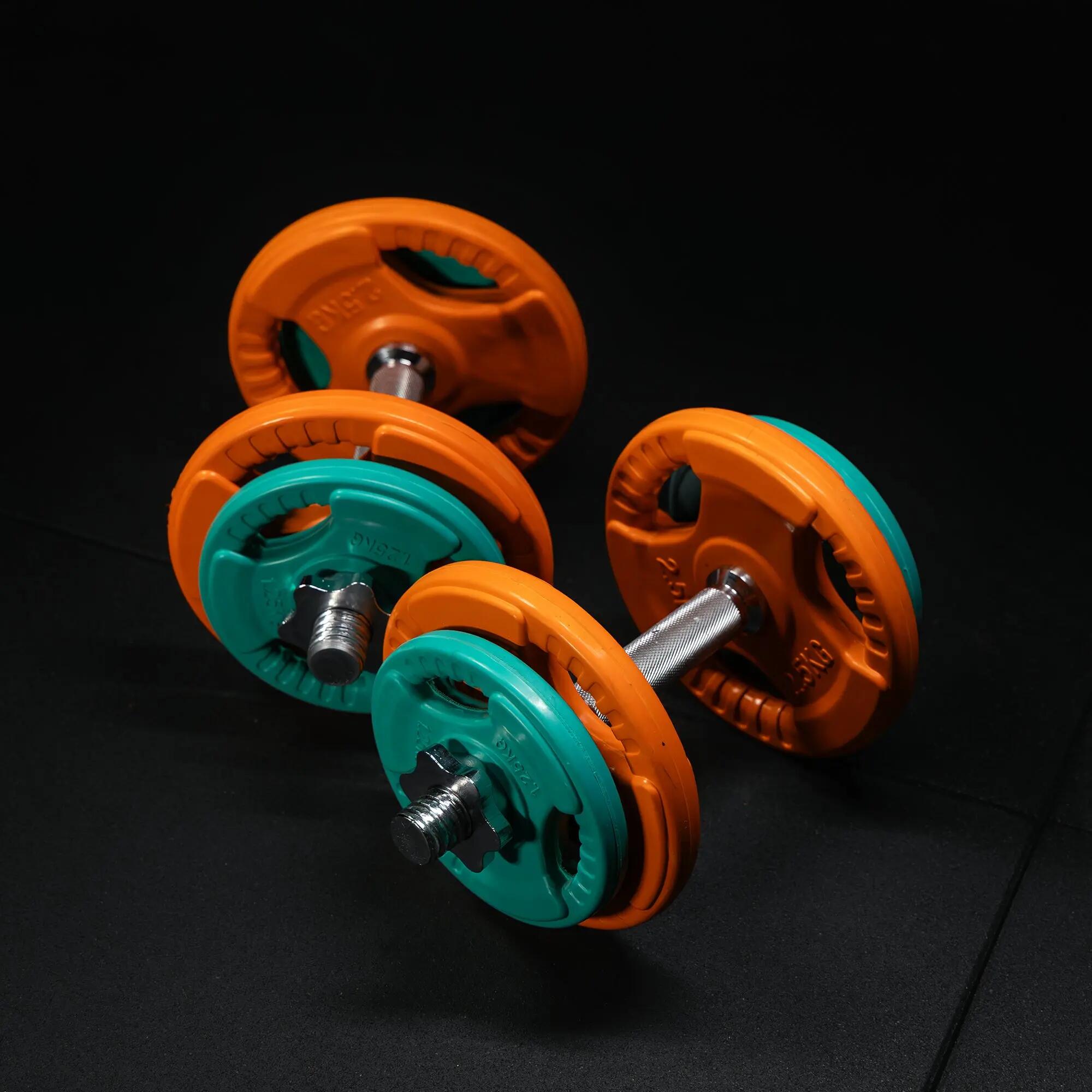 Dumbellset - Halterset - Gripper Gietijzer rubber coating - 20 kg 9/9