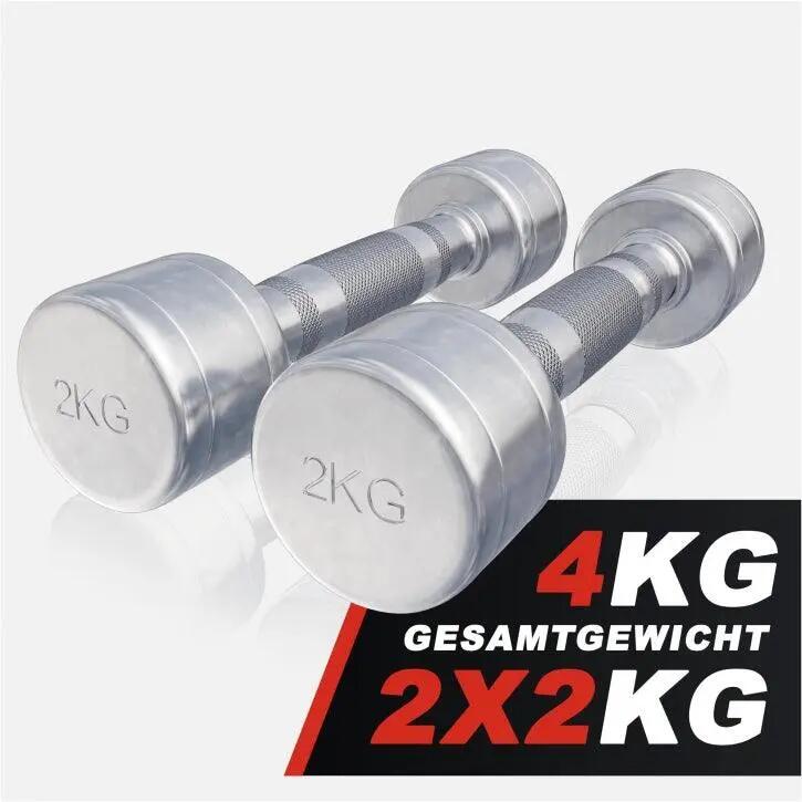 Dumbellset 4 kg - 2x2 kg - Halterset - Vaste dumbbells - Chroom 6/10