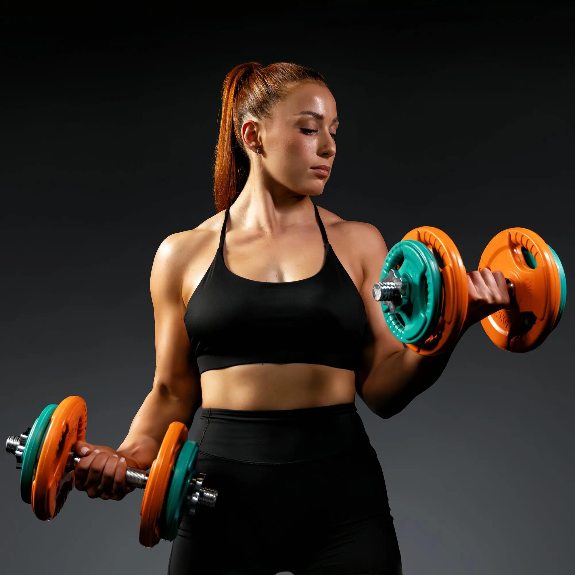 Dumbellset - Halterset - Gripper Gietijzer rubber coating - 20 kg 8/9
