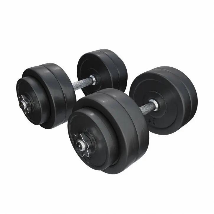Haltères GORILLA SPORTS 30 mm set 2 barres 12 disques noir/argent 12/15
