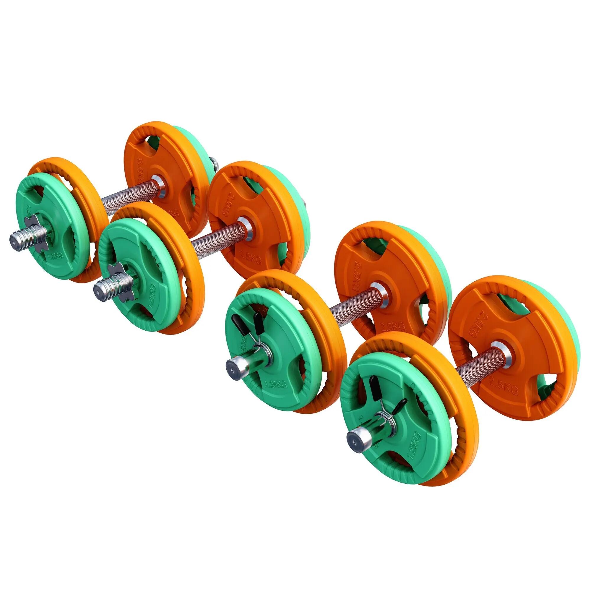Dumbellset - Halterset - Gripper Gietijzer rubber coating - 20 kg 7/9