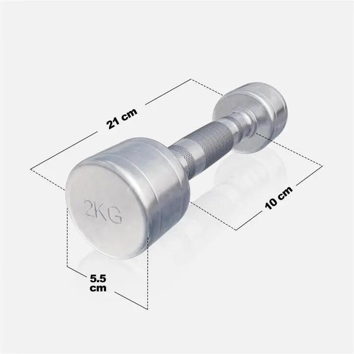 Dumbellset 4 kg - 2x2 kg - Halterset - Vaste dumbbells - Chroom 4/10