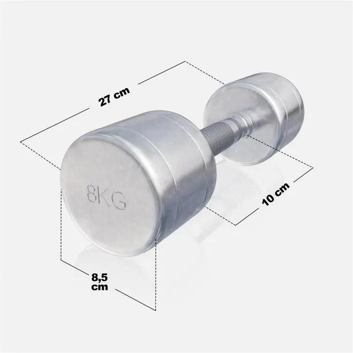 Dumbellset 16 kg - 2x8 kg - Halterset - Vaste dumbbells - Chroom 4/10