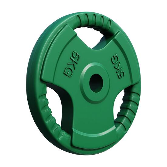 Disque caoutchouc Gorilla Sports 5 kg vert 31 mm poignée