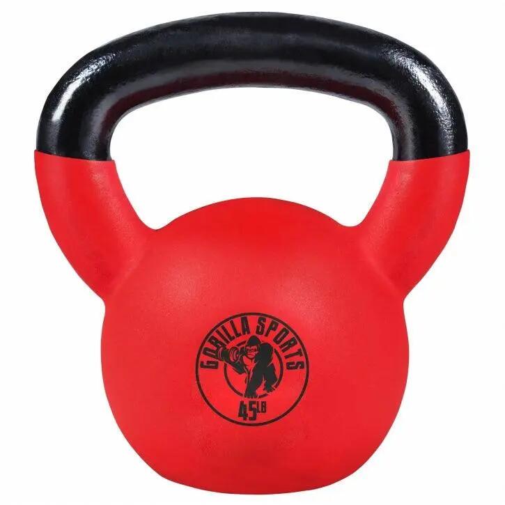 Kettlebell GORILLA SPORTS néoprène lot rouge fonte 2/9