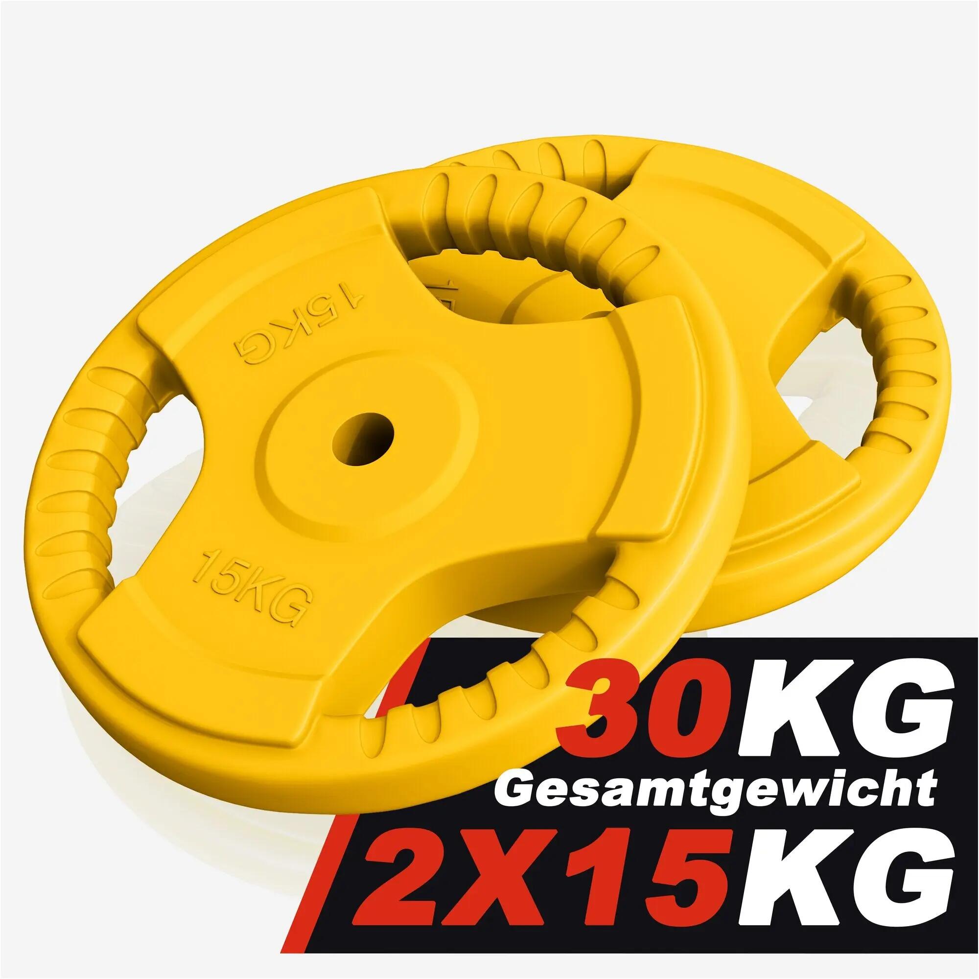 Discuri din fontă cauciucat cu grip Set 2 x 15 Kg 31mm 4/9