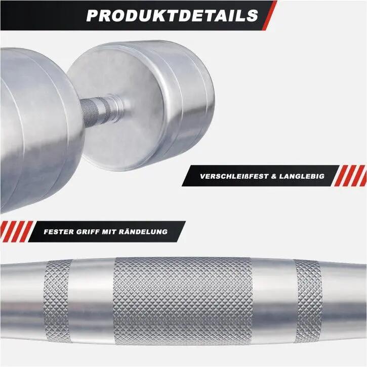 Haltères chromés Gorilla Sports monobloc acier 2–30 kg poignées moletées 6/10