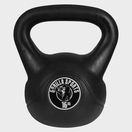 Kettlebell (2-20 kg) winylowy treningowy Gorilla Sports czarny odważnik kulowy