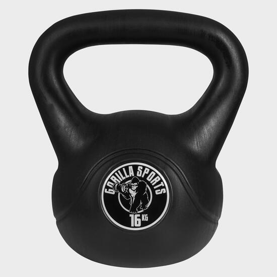 Kettlebell (2-20 kg) winylowy treningowy Gorilla Sports czarny odważnik kulowy
