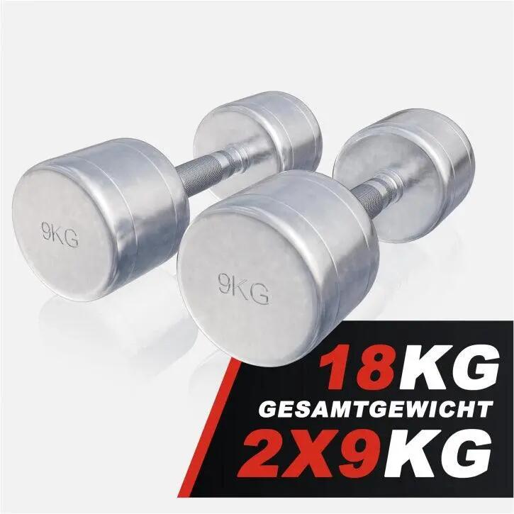 Haltères GORILLA SPORTS acier chromé 18 kg poignée moletée 6/10