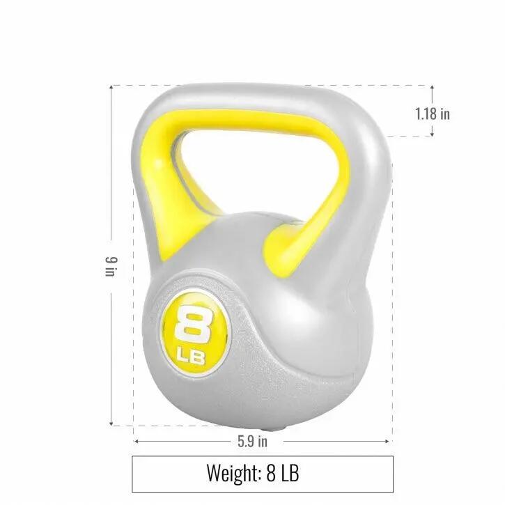 Kettlebell Trendy - Kunststof - 4 kg - Grijs - Geel 3/8
