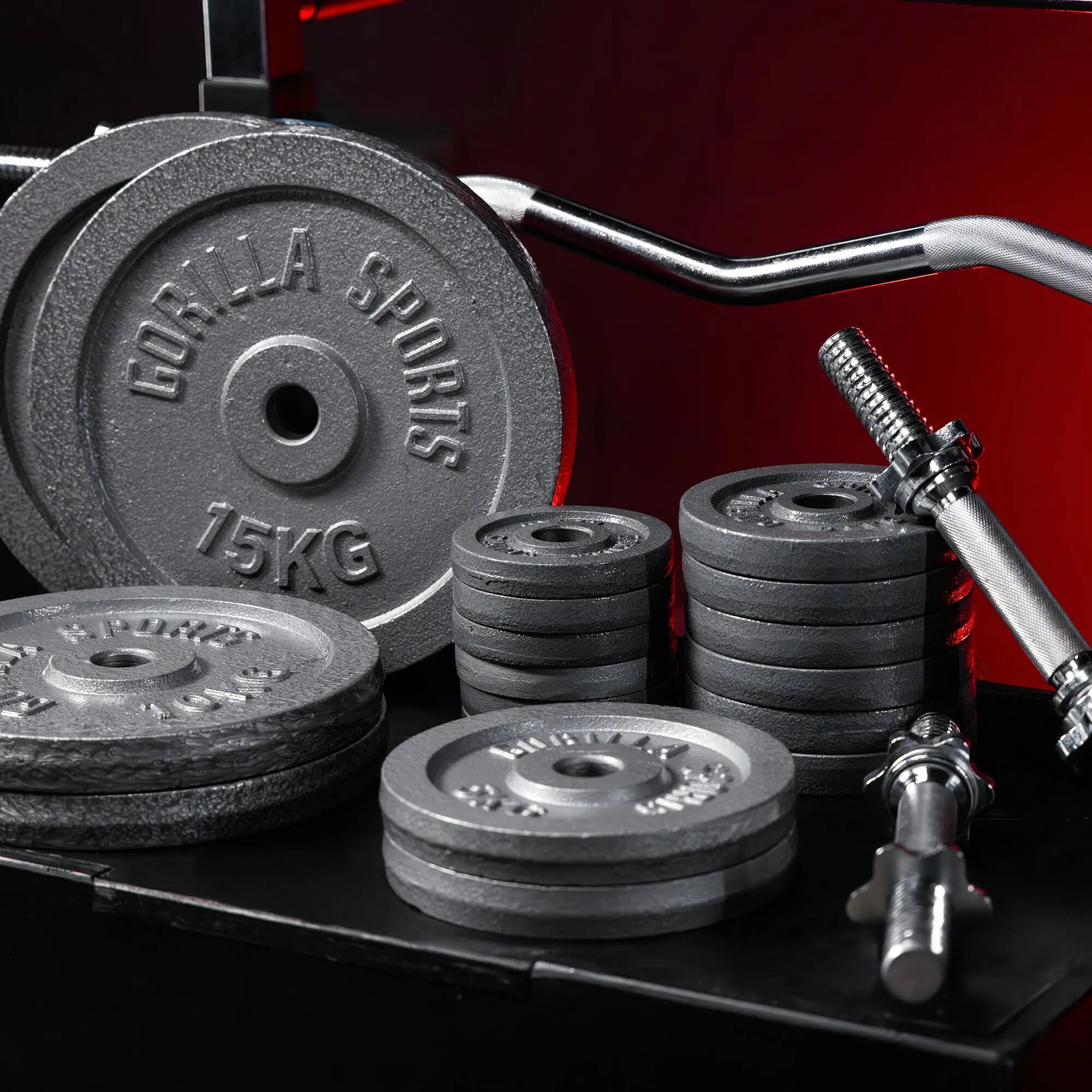 Zestaw sztangi + hantle treningowe Gorilla Sports 105 kg 7/14