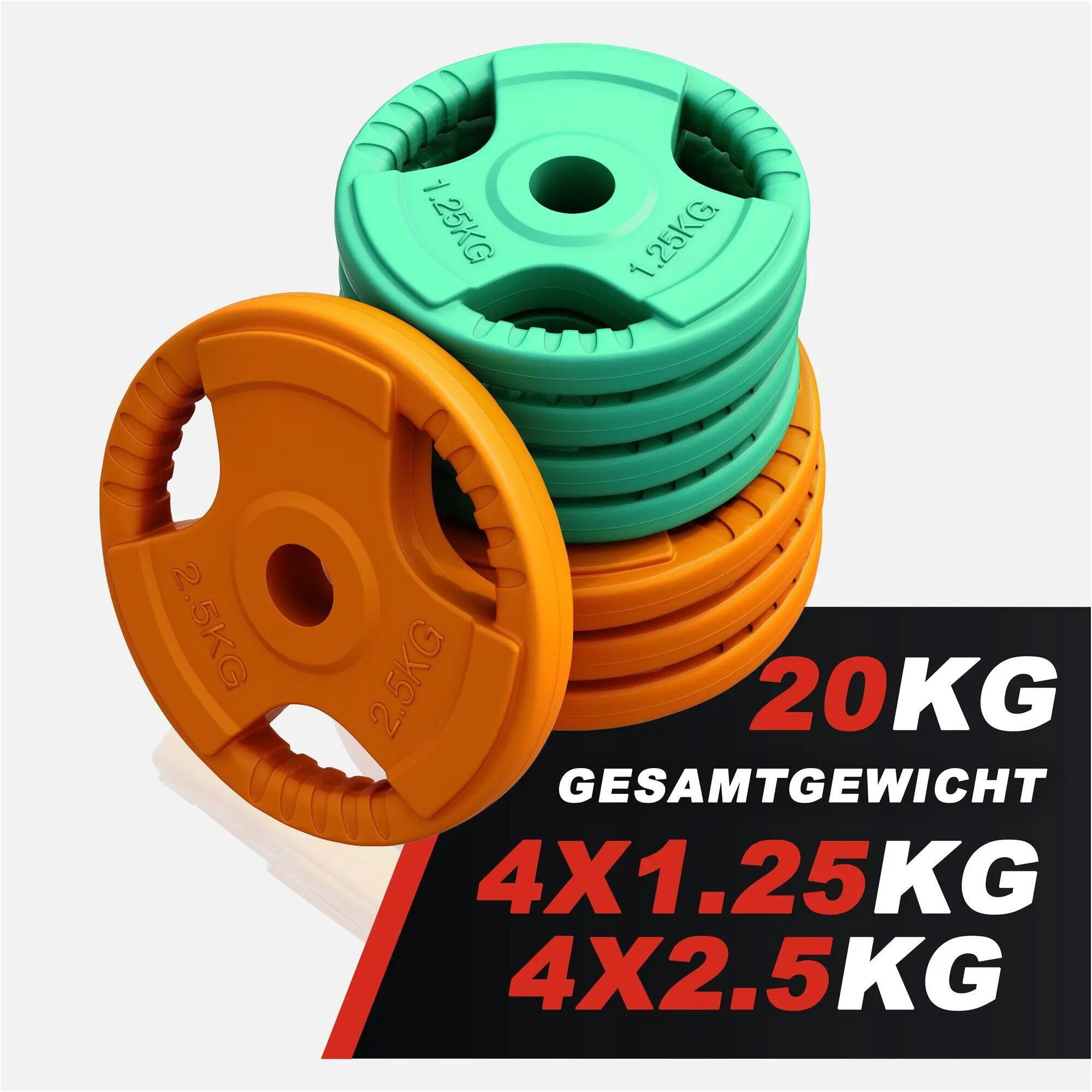 KIT HALTÈRES COURT 20KG REVETEMENT CAOUTCHOUC |MUSCULATION| 30MM/31MM 3/9