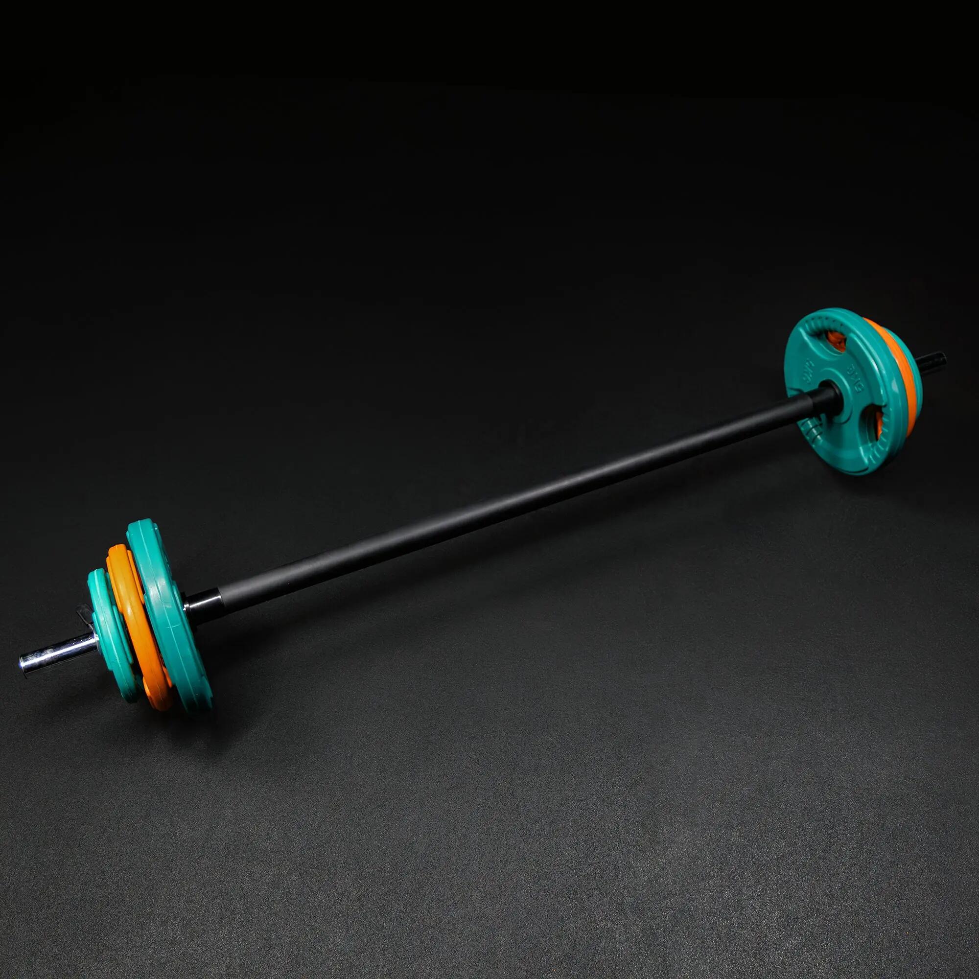 BARRE D'AEROBIC 130 CM POIGNÉES CHROMÉES AVEC POIDS GRIP EN CAOUTCHOUC | DIAMÈTR 9/10