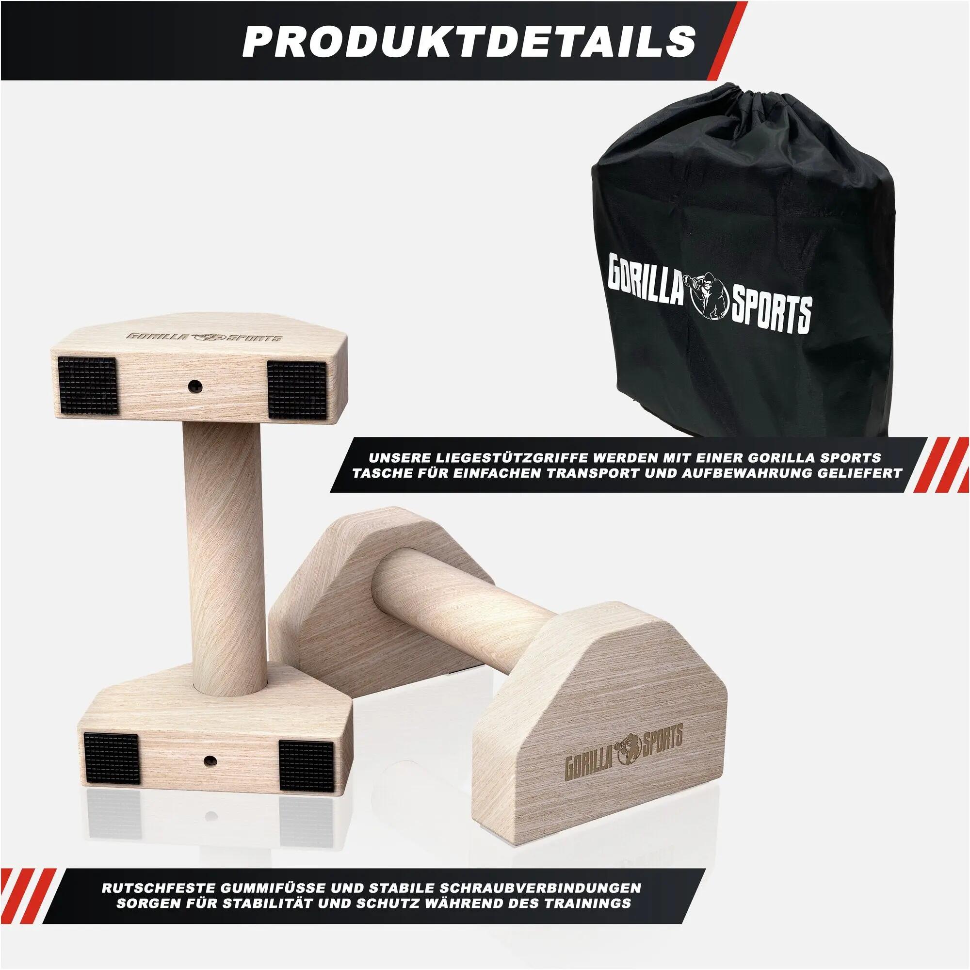 Drewniane uchwyty do pompek Gorilla Sports 3/11