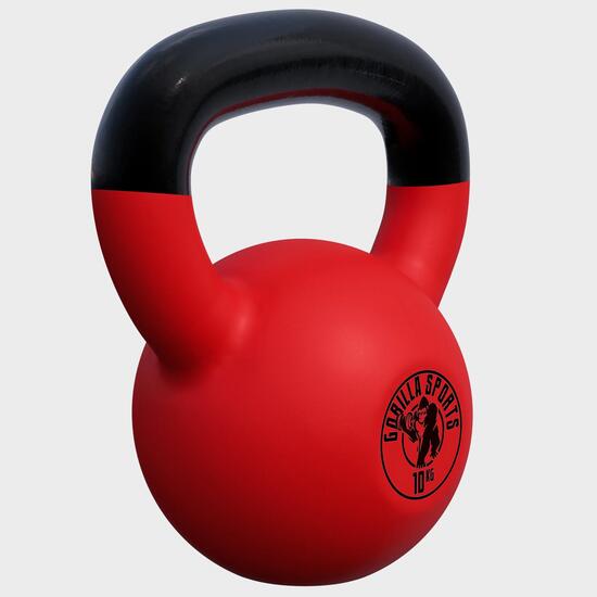 Kettlebell - 10 kg, Gusseisen, Vinyl Beschichtung, Schwunghantel, Kugelgewicht