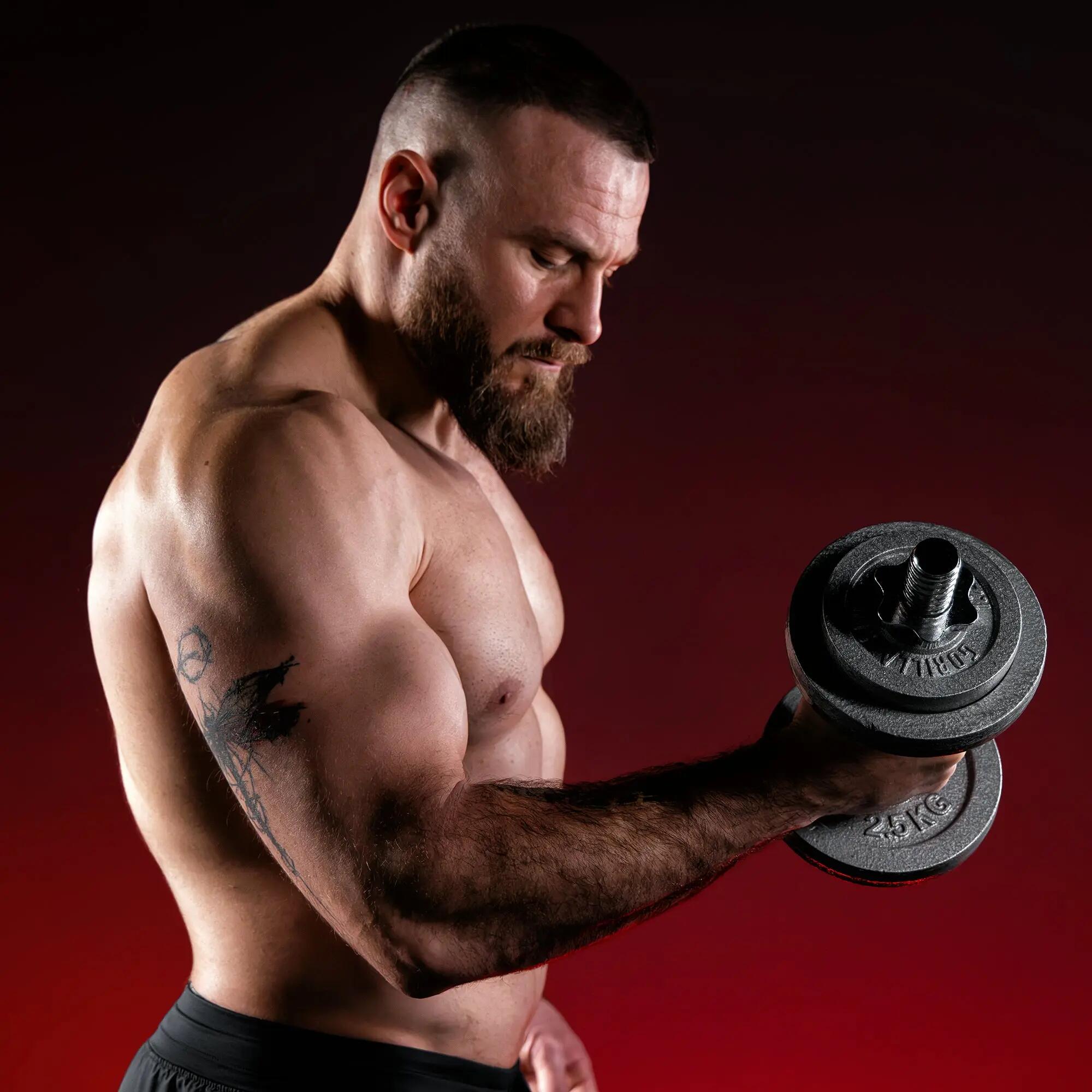 KIT D'HALTERES COURTS 27.5 KG POIDS EN FONTE AVEC VIS | MUSCULATION | COULEUR GR 2/6