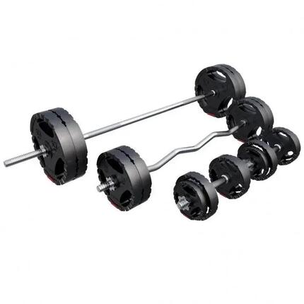 Haltères Gorilla Sports kit complet 80 kg – barres 30 mm, revêtement plastique