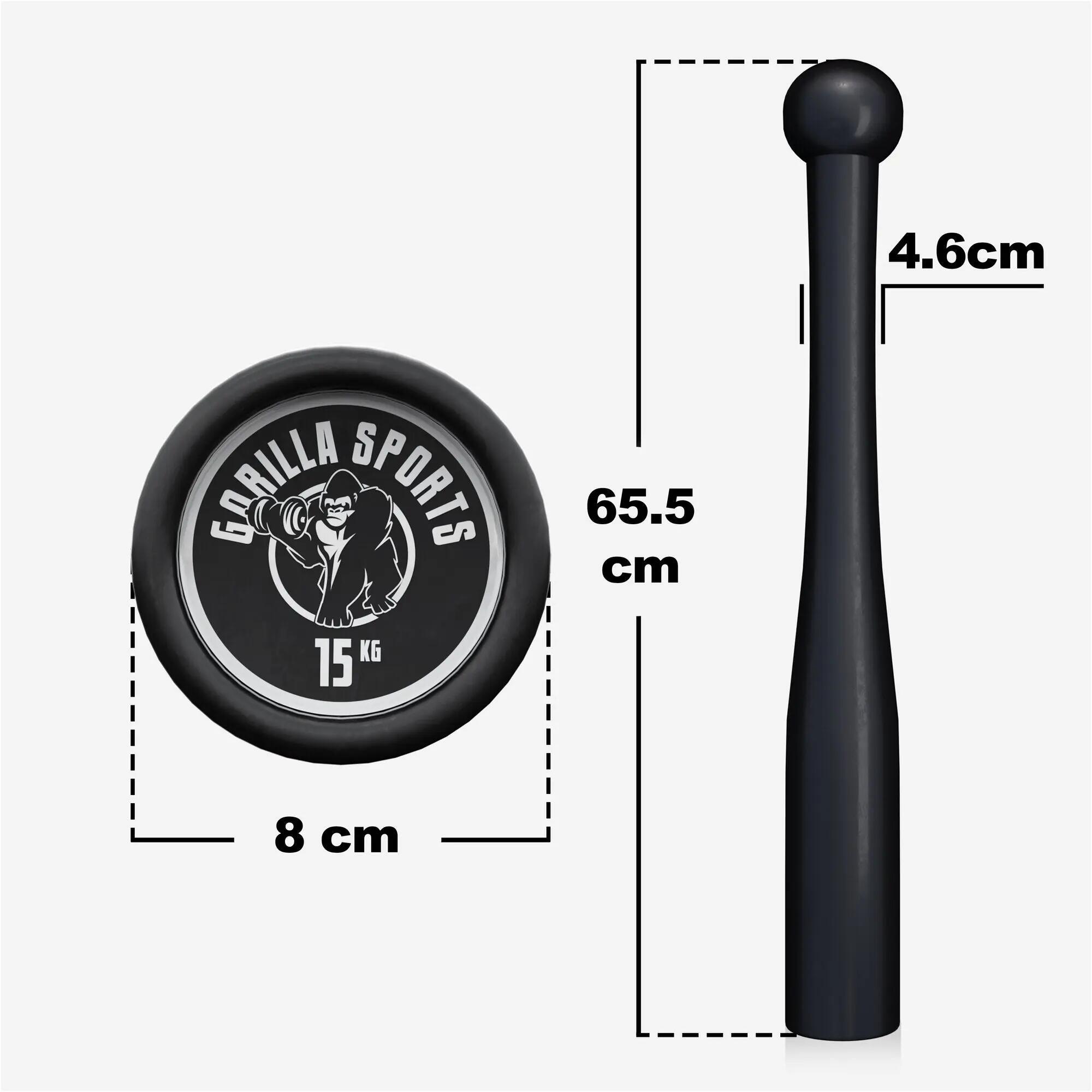 Indian Clubbells GORILLA SPORTS Keule aus Guss 15 kg schwarz 3/7