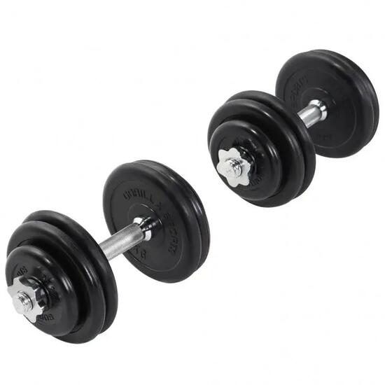 Haltères Gorilla Sports 30 kg caoutchouc Ø30 mm barres moletées