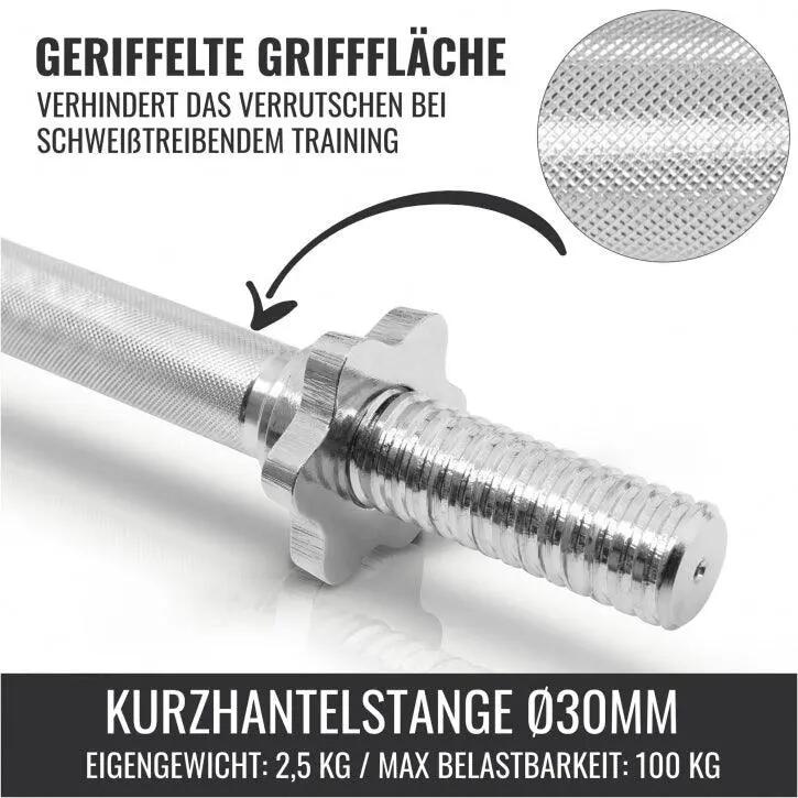 Haltères Gorilla Sports 30 kg caoutchouc Ø30 mm barres moletées 3/15