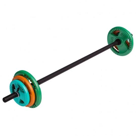 BARRE D'AEROBIC 130 CM AVEC POIDS GRIP EN CAOUTCHOUC | DIAMÈTRE 30 MM | MUSCULAT