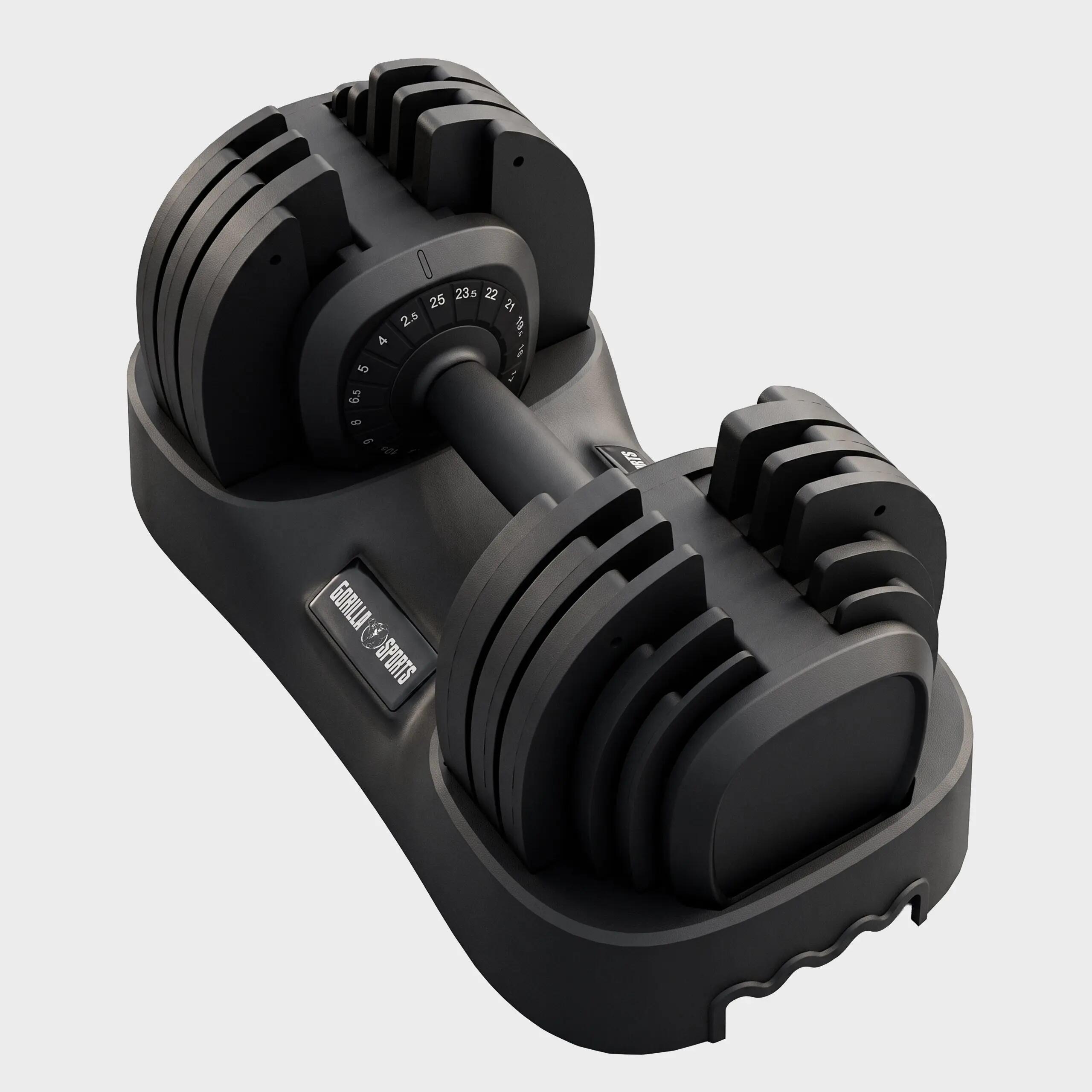 Haltère réglable 2,5 à 25 kg, 18 paliers, plateau de rangement inclus 6/7